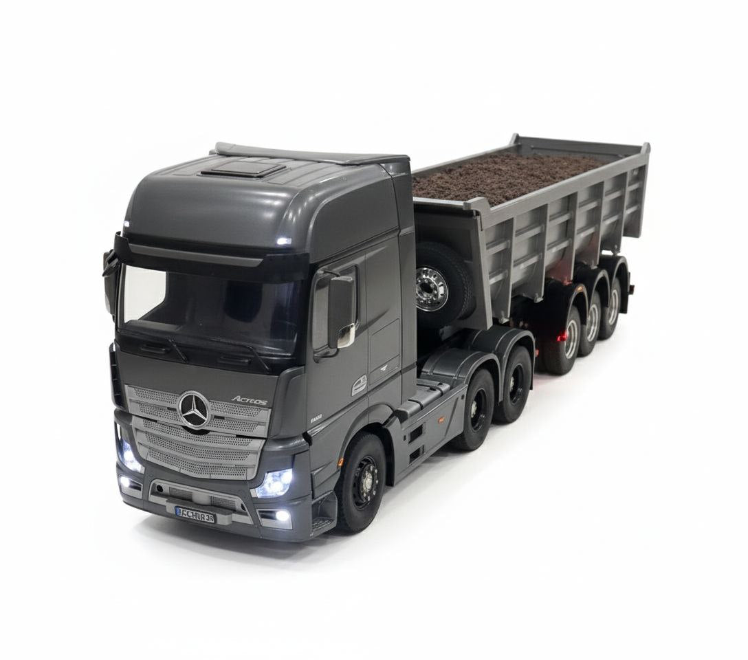 Caminhão Mercedes-Benz Actros 4163 Carreta Basculante 8x4 – Escala 1/14 (Controle Remoto)