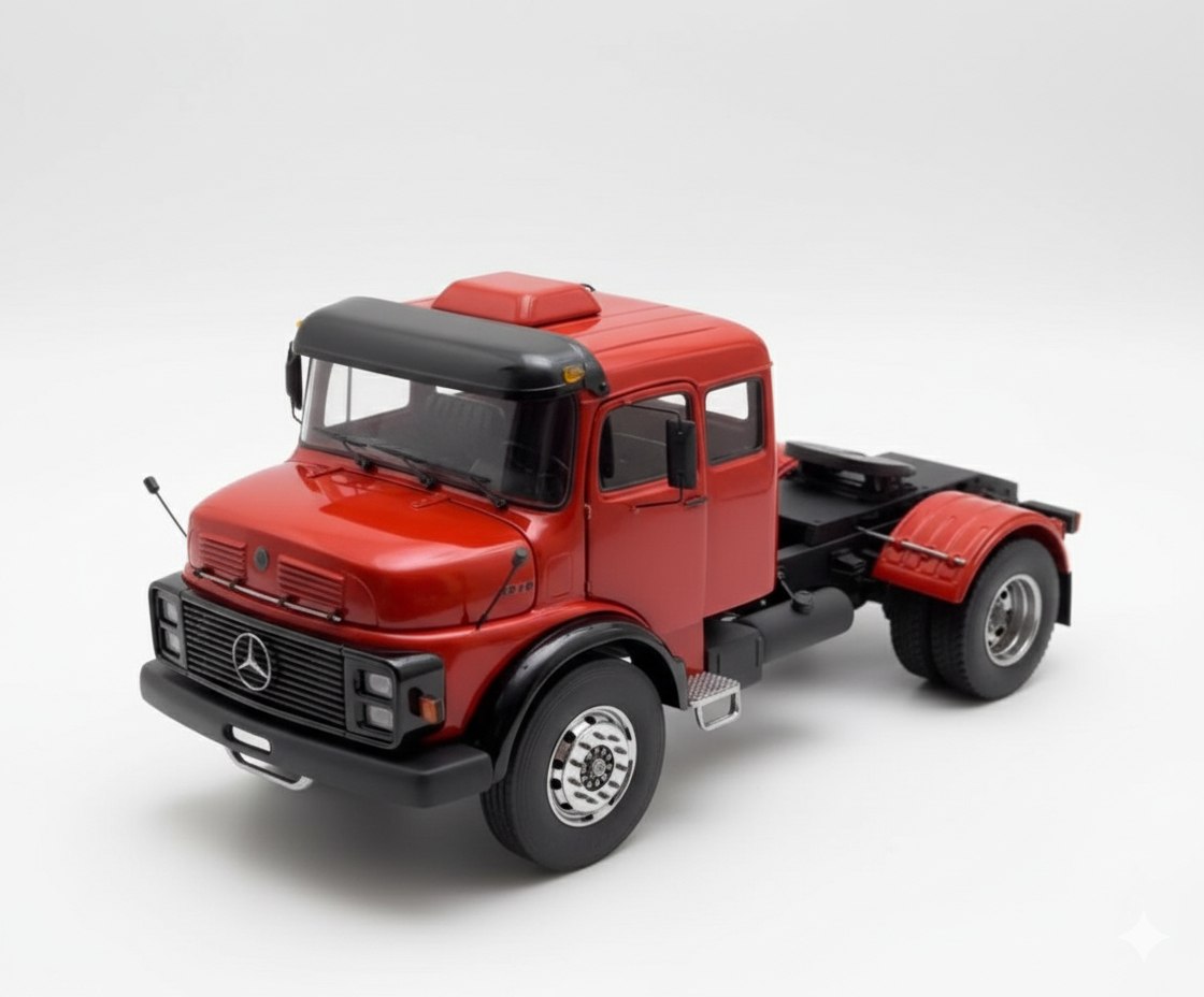 Mercedes-Benz L-1113 Cavalo Mecânico Vermelho Miniatura RC - Escala 1/24 (Controle Remoto)